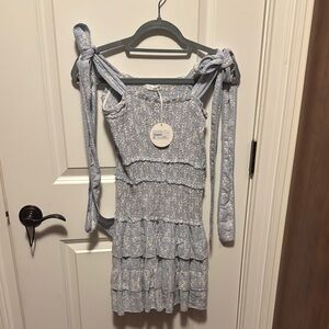 Light Blue Floral Dress with Tie Straps